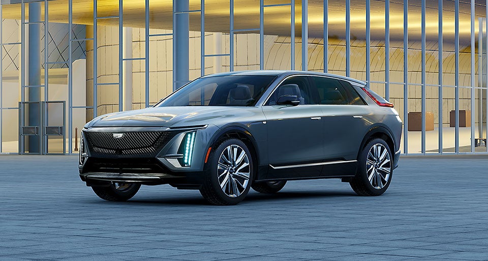 Side view of a Cadillac Lyriq, highlighting its sleek, modern design and smooth profile